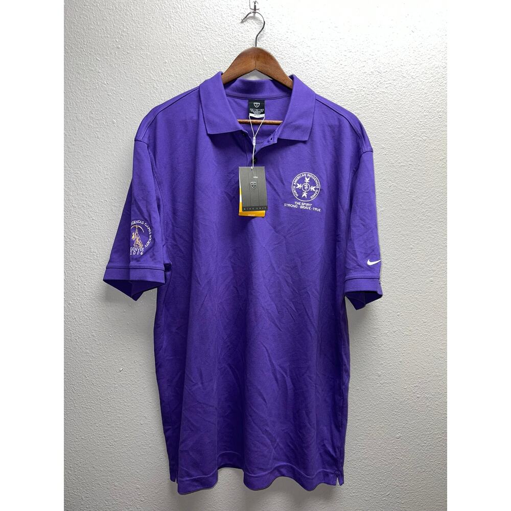 Nike Indigenous Games Society Shirt Purple Polo Golf Colorado Denver 2006 NWT XL